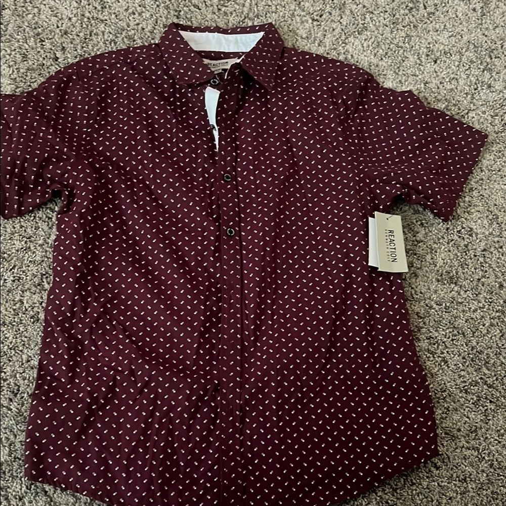Kenneth Cole Red and White Button Down Shirt